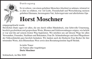 Traueranzeige von Horst Moschner  von Magdeburger Volksstimme