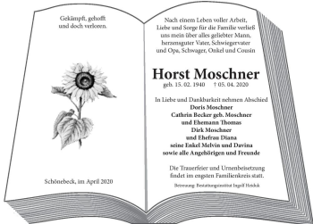 Traueranzeige von Horst Moschner  von Magdeburger Volksstimme