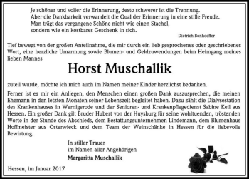 Traueranzeige von Horst Muschallik  von Magdeburger Volksstimme