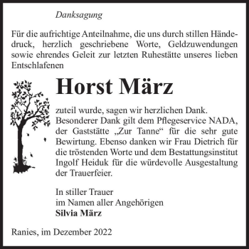 Traueranzeige von Horst März  von Magdeburger Volksstimme