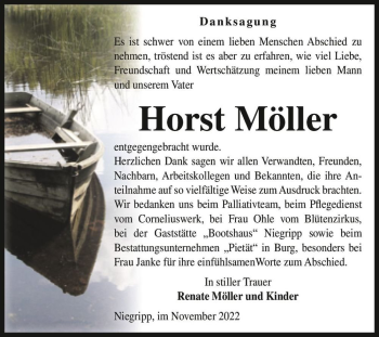 Traueranzeige von Horst Möller  von Magdeburger Volksstimme