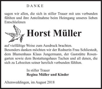Traueranzeige von Horst Müller  von Magdeburger Volksstimme
