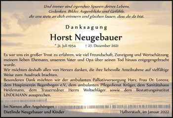 Traueranzeige von Horst Neugebauer  von Magdeburger Volksstimme