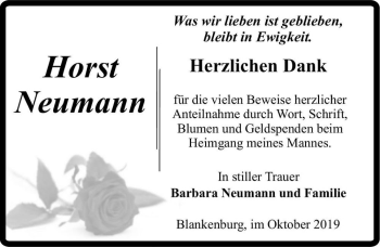 Traueranzeige von Horst Neumann  von Magdeburger Volksstimme