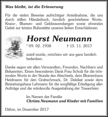 Traueranzeige von Horst Neumann  von Magdeburger Volksstimme