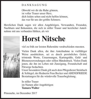 Traueranzeige von Horst Nitsche  von Magdeburger Volksstimme