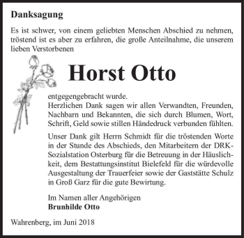 Traueranzeige von Horst Otto  von Magdeburger Volksstimme