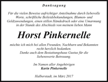 Traueranzeige von Horst Pinkernelle  von Magdeburger Volksstimme