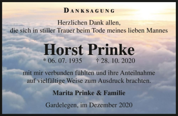 Traueranzeige von Horst Prinke  von Magdeburger Volksstimme