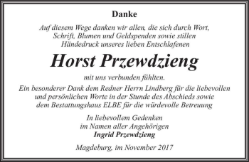 Traueranzeige von Horst Przewdzieng  von Magdeburger Volksstimme