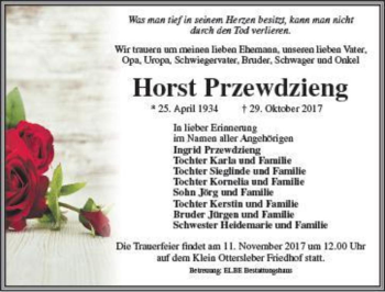 Traueranzeige von Horst Przewdzieng  von Magdeburger Volksstimme