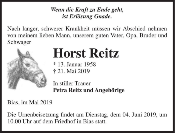 Traueranzeige von Horst Reitz  von Magdeburger Volksstimme