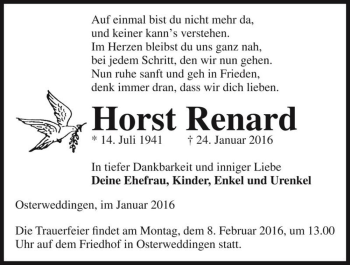 Traueranzeige von Horst Renard  von Magdeburger Volksstimme