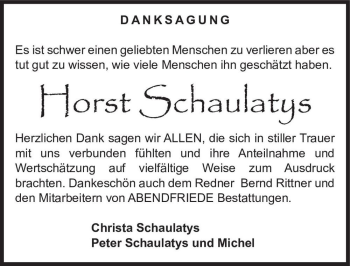 Traueranzeige von Horst Schaulatys  von Magdeburger Volksstimme
