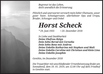 Traueranzeige von Horst Scheck  von Magdeburger Volksstimme