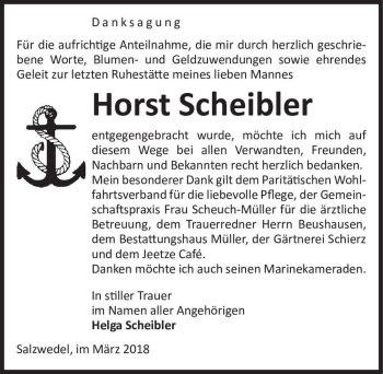Traueranzeige von Horst Scheibler  von Magdeburger Volksstimme
