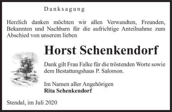 Traueranzeige von Horst Schenkendorf  von Magdeburger Volksstimme
