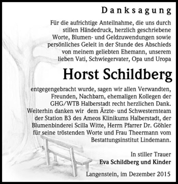 Traueranzeige von Horst Schildberg  von Magdeburger Volksstimme