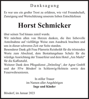 Traueranzeige von Horst Schmicker  von Magdeburger Volksstimme