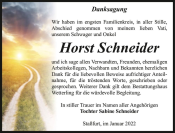 Traueranzeige von Horst Schneider  von Magdeburger Volksstimme
