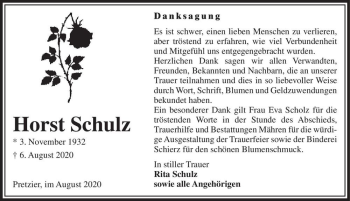 Traueranzeige von Horst Schulz  von Magdeburger Volksstimme