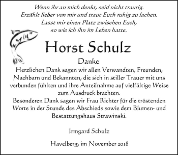 Traueranzeige von Horst Schulz  von Magdeburger Volksstimme