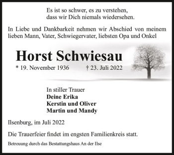 Traueranzeige von Horst Schwiesau  von Magdeburger Volksstimme