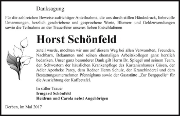 Traueranzeige von Horst Schönfeld  von Magdeburger Volksstimme