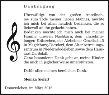 Traueranzeige von Horst Siefert  von Magdeburger Volksstimme
