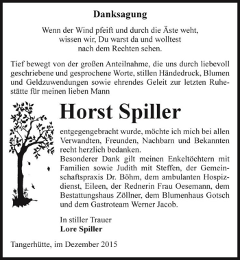 Traueranzeige von Horst Spiller  von Magdeburger Volksstimme