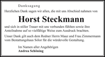 Traueranzeige von Horst Steckmann  von Magdeburger Volksstimme