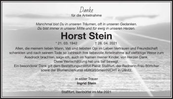 Traueranzeige von Horst Stein  von Magdeburger Volksstimme