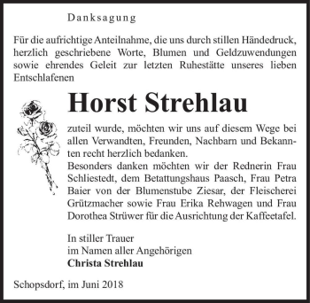 Traueranzeige von Horst Strehlau  von Magdeburger Volksstimme