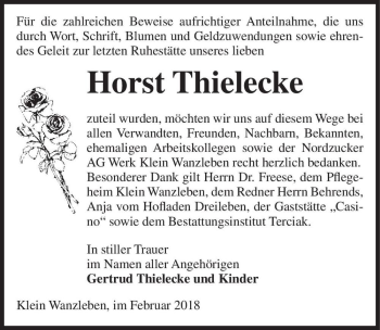 Traueranzeige von Horst Thielecke  von Magdeburger Volksstimme
