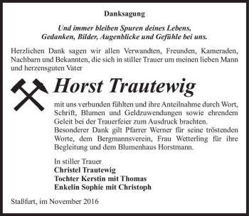 Traueranzeige von Horst Trautewig  von Magdeburger Volksstimme