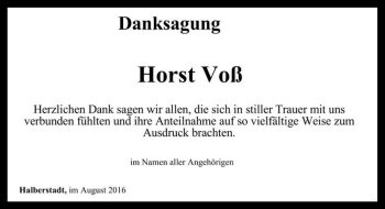 Traueranzeige von Horst Voß  von Magdeburger Volksstimme