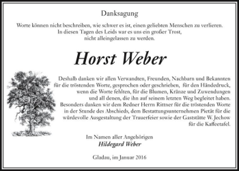 Traueranzeige von Horst Weber  von Magdeburger Volksstimme
