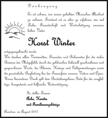 Traueranzeige von Horst Winter  von Magdeburger Volksstimme