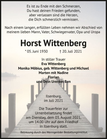 Traueranzeige von Horst Wittenberg  von Magdeburger Volksstimme