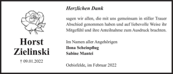 Traueranzeige von Horst Zielinski  von Magdeburger Volksstimme