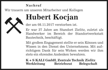 Traueranzeige von Hubert Kocjan  von Magdeburger Volksstimme