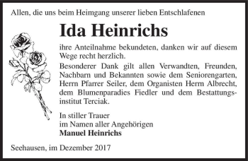 Traueranzeige von Ida Heinrichs  von Magdeburger Volksstimme
