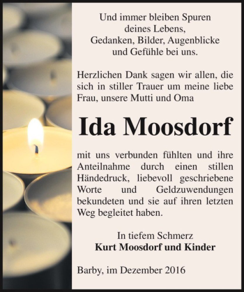 Traueranzeige von Ida Moosdorf  von Magdeburger Volksstimme