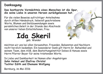 Traueranzeige von Ida Skeril (geb. Wunder)  von Magdeburger Volksstimme