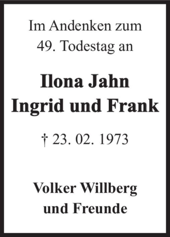 Traueranzeige von Ilona Jahn, Ingrid und Frank  von Magdeburger Volksstimme