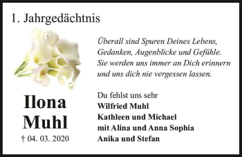Traueranzeige von Ilona Muhl  von Magdeburger Volksstimme