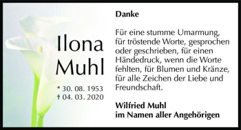 Traueranzeige von Ilona Muhl  von Magdeburger Volksstimme
