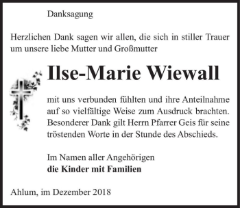 Traueranzeige von Ilse-Marie Wiewall  von Magdeburger Volksstimme