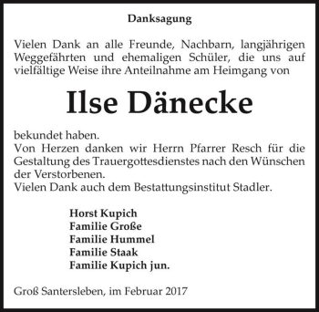 Traueranzeige von Ilse Dänecke  von Magdeburger Volksstimme
