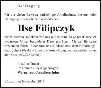 Traueranzeige von Ilse Filipczyk  von Magdeburger Volksstimme